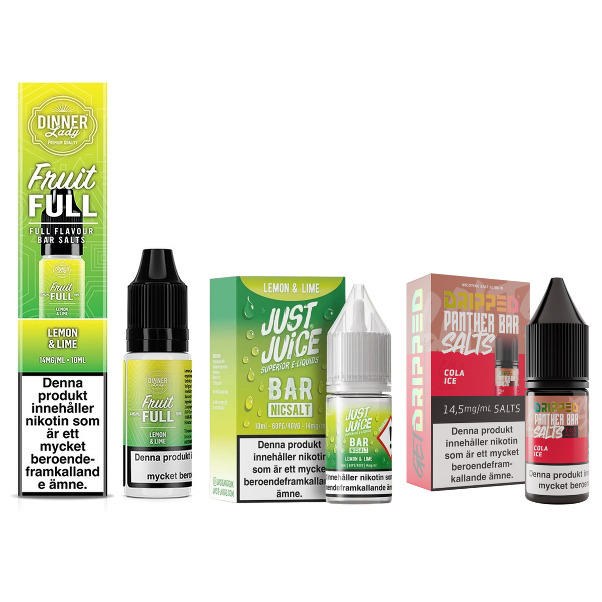E-juice Mix 8 – Dinner Bar Salt, Just Juice Bar Salt och Panther Bar Salt